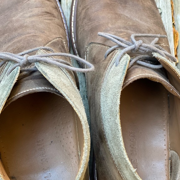 Cole Haan Brown Oiled Leather & Gray Suede Chukka, Men's 8.5W Williams Welt II - Picture 4 of 11